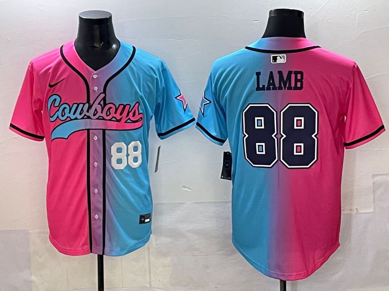 Men 2025 Dallas Cowboys #88 Lamb Blue pink Nike Limited NFL Jersey style 002